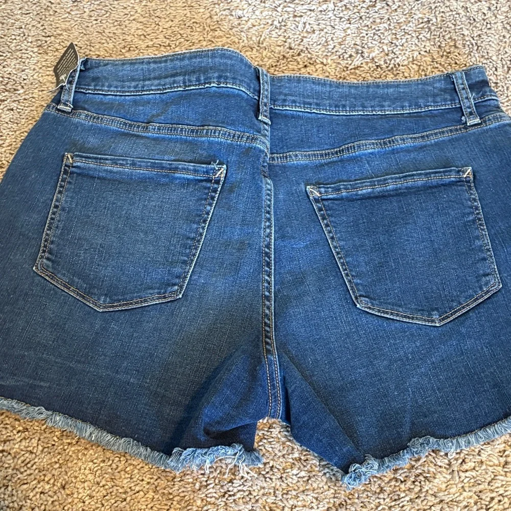 a.n.a Frayed Hem Blue Denim Shorts - Picture 3 of 5